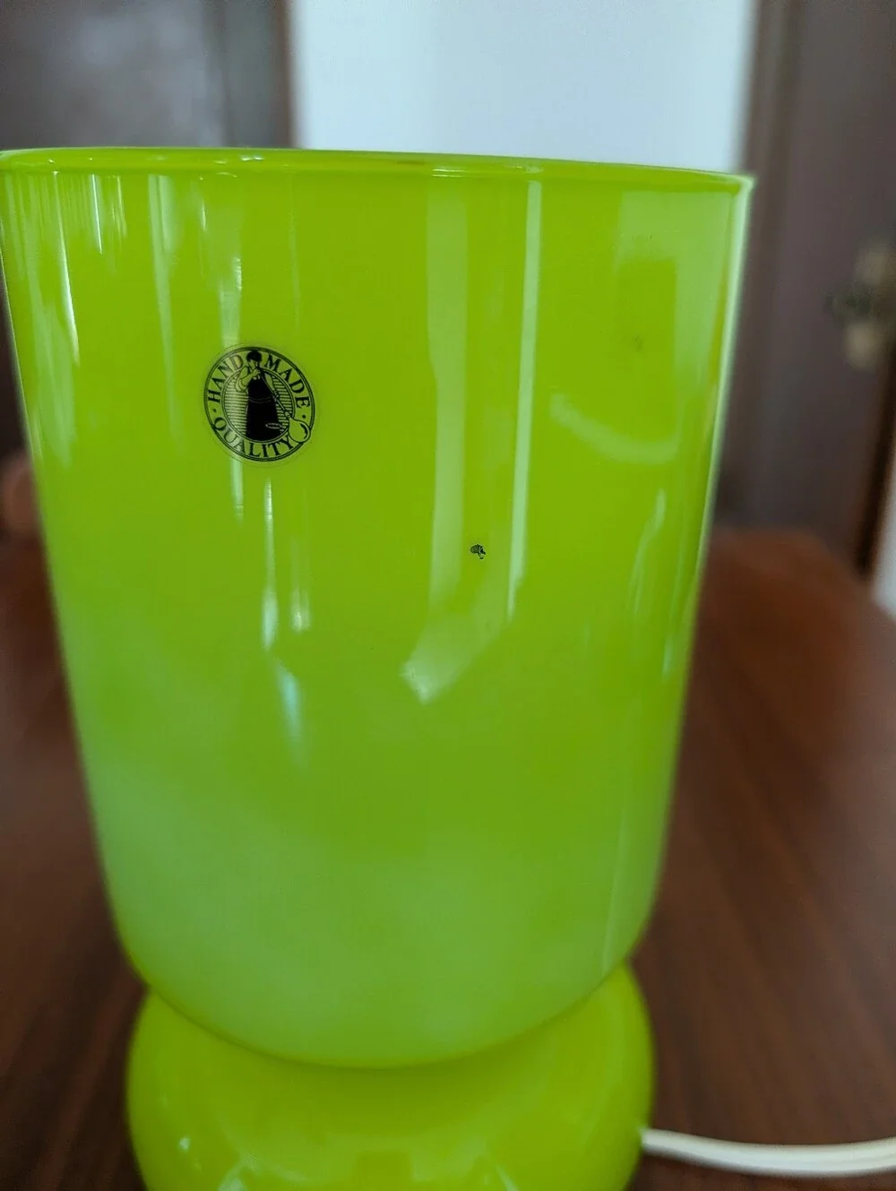 IKEA Lykta Apple Lime Green Mushroom Handblown Glass Table Lamp Retro Groovy